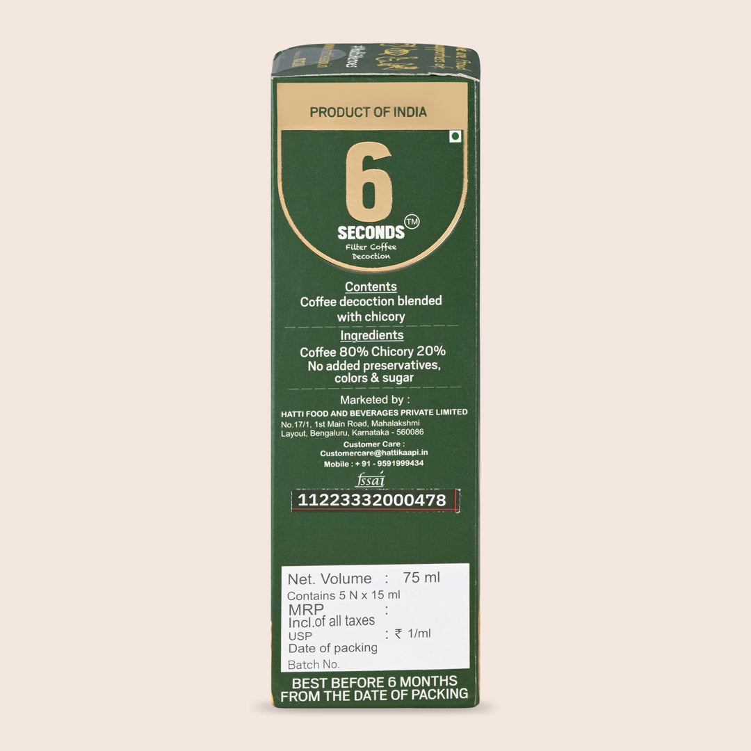 6 Seconds Filter Coffee Decoction-Pack Of 5
